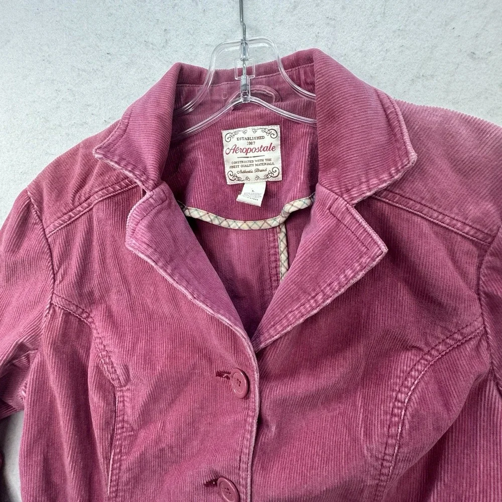 VTG Y2K‎ Aeropostale Fitted Womens Large Corduroy Jacket Blazer Pink Mall Preppy